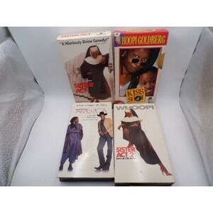 Whoopi Goldberg VHS Lot Sister Act 1 & 2 Made in America Kiss Shot 4 Movie Bundl